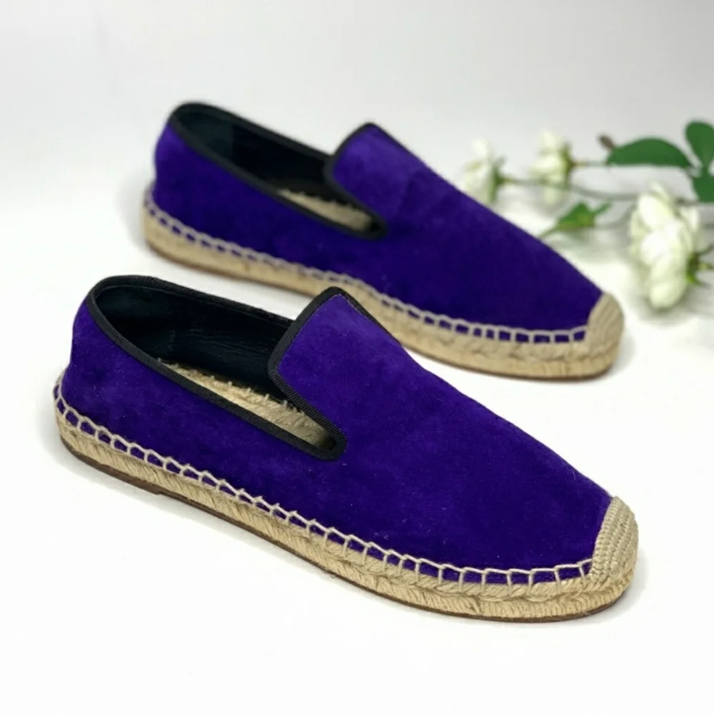 CELINE purple Suede flat Espadrille Slip-On shoes size 5